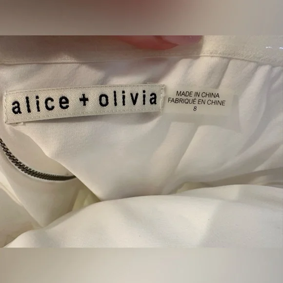 Alice + Olivia White Strapless Fit & Flare Eyelet Lace Mini Dress - Picture 11 of 13